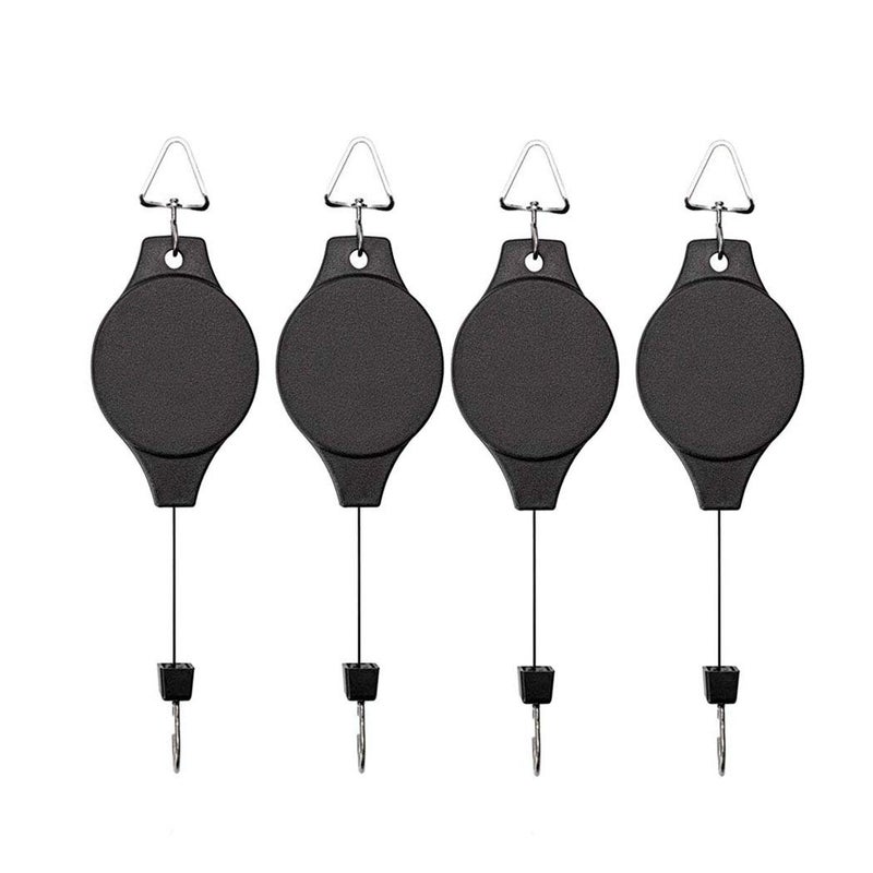 Lythor 4 Pack Plant Hook Pulley, Retractable Plant Hanger Easy Reach Hanging Flower Basket for Garden Baskets Pots and Birds Feeder Hang High up and Pull Down to Water Or Feed - Image 1